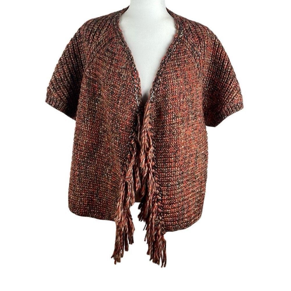NWT Chico’s Katarina Hardware Fringe Short Sleeve Cardigan Sweater